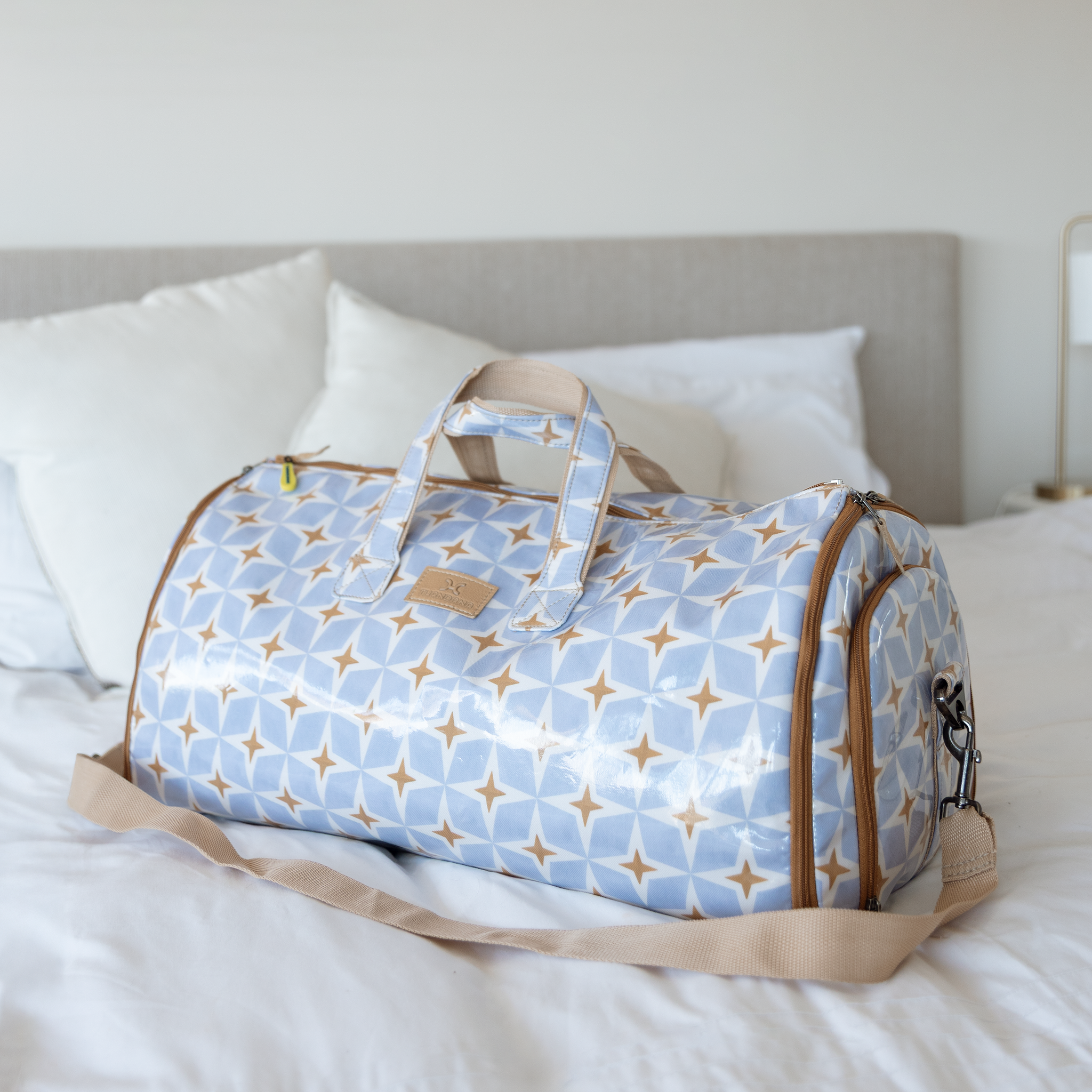 Carry All Travel Bag | Laminated Fabric with Genuine Leather