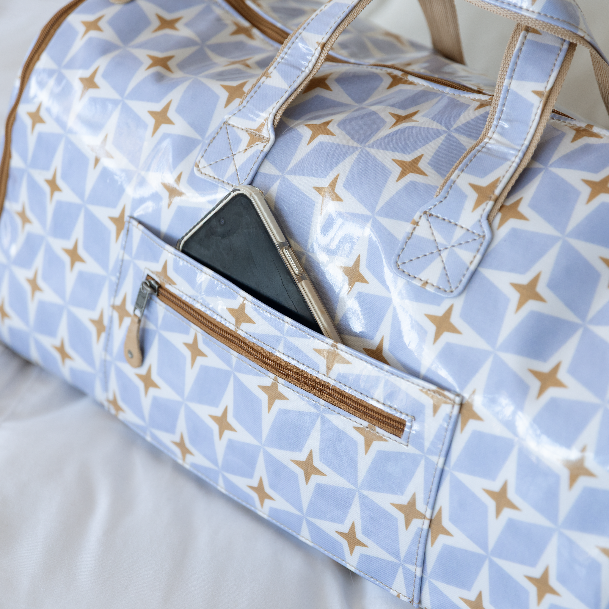 Carry All Travel Bag | Laminated Fabric with Genuine Leather