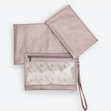 Accessory Pouches 3in1 | Genuine Leather Champagne Leather Travel Pouch Leather by Thandana