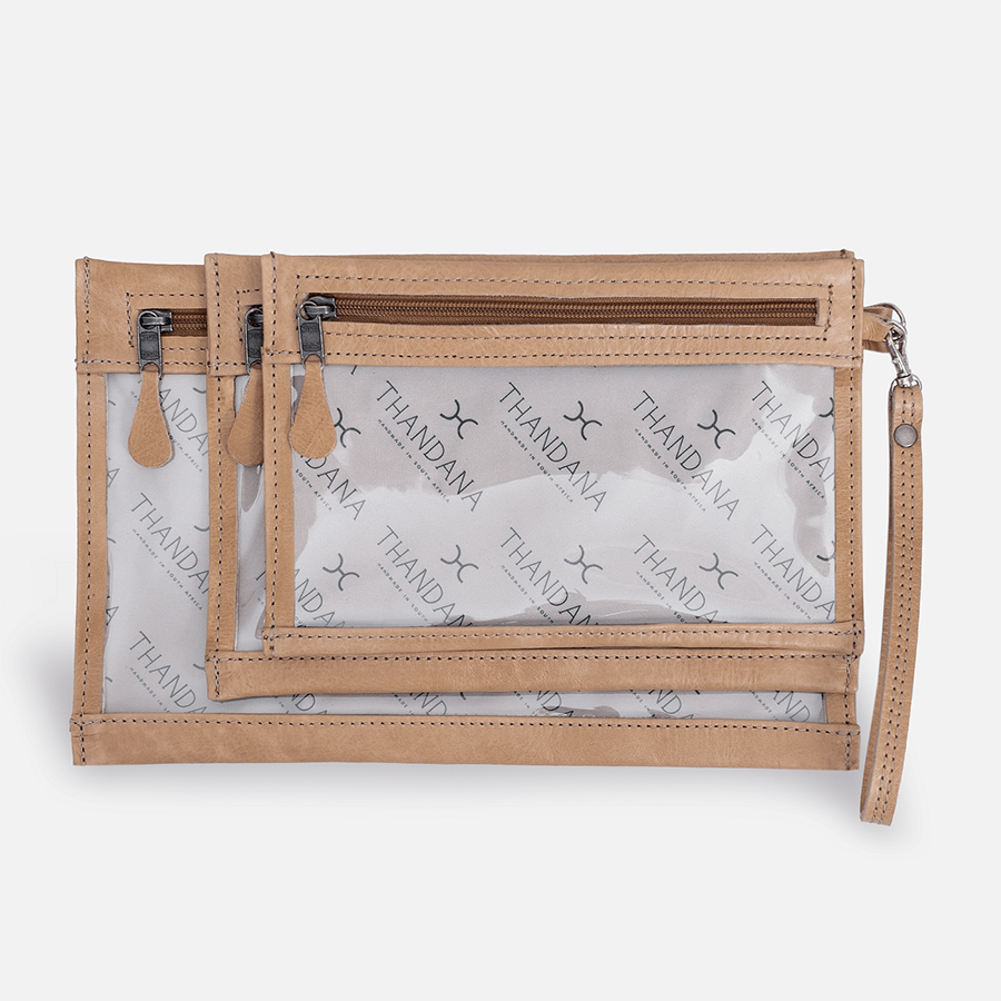 Accessory Pouches 3in1 | Genuine Leather Hazelnut Leather Travel Pouch Leather by Thandana