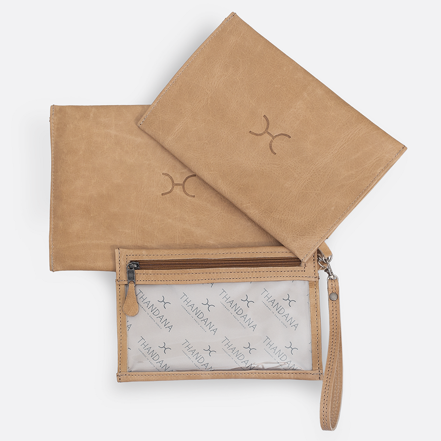 Accessory Pouches 3in1 | Genuine Leather Travel Pouch Leather by Thandana