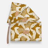 Accessory Pouches 3in1 | Laminated Fabric Fauna - Earth / Chunky Zip Pouch by Thandana