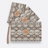 Accessory Pouches 3in1 | Laminated Fabric Python - Moody / Chunky Zip Pouch by Thandana