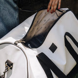 All Weather Duffel Bag | Corporate White Vinyl Luggage Bag by Thandana