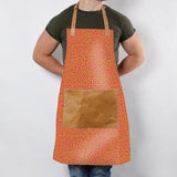 Apron | Laminated Fabric with Genuine Leather Pouch | Corporate Cheetah - Preppy Kitchen Apron by Thandana