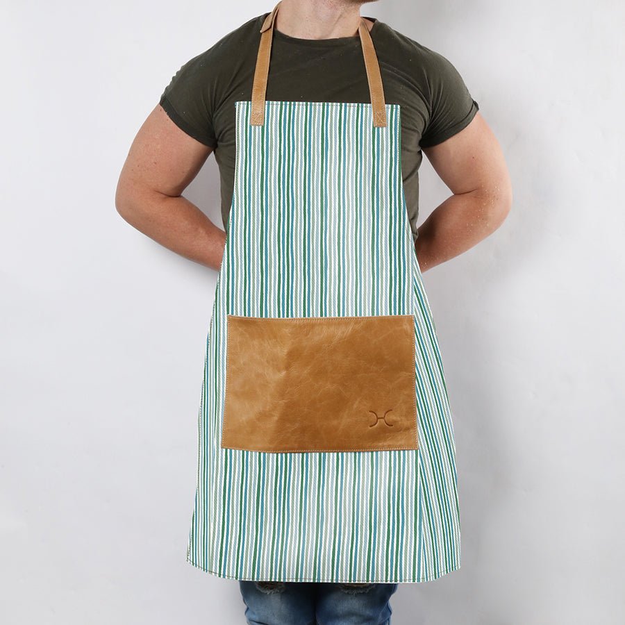 Apron | Laminated Fabric with Genuine Leather Pouch | Corporate Kitchen Apron by Thandana