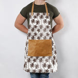 Apron | Laminated Fabric with Genuine Leather Pouch | Corporate Palm - Neutral Kitchen Apron by Thandana