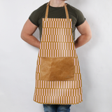 Apron | Laminated Fabric with Genuine Leather Pouch Indie - Sunset Kitchen Apron by Thandana