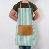 Apron | Laminated Fabric with Genuine Leather Pouch Kitchen Apron by Thandana
