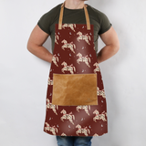 Apron | Laminated Fabric with Genuine Leather Pouch Midnight Pony - Cherry Kitchen Apron by Thandana