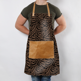 Apron | Laminated Fabric with Genuine Leather Pouch Nomad Stripe - Coffee Kitchen Apron by Thandana