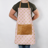 Apron | Laminated Fabric with Genuine Leather Pouch Nova - Blush Kitchen Apron by Thandana