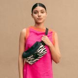 Ari Bumbag | Faux Fur Genuine Leather Black Leather - Zebra Print Handbag by Thandana