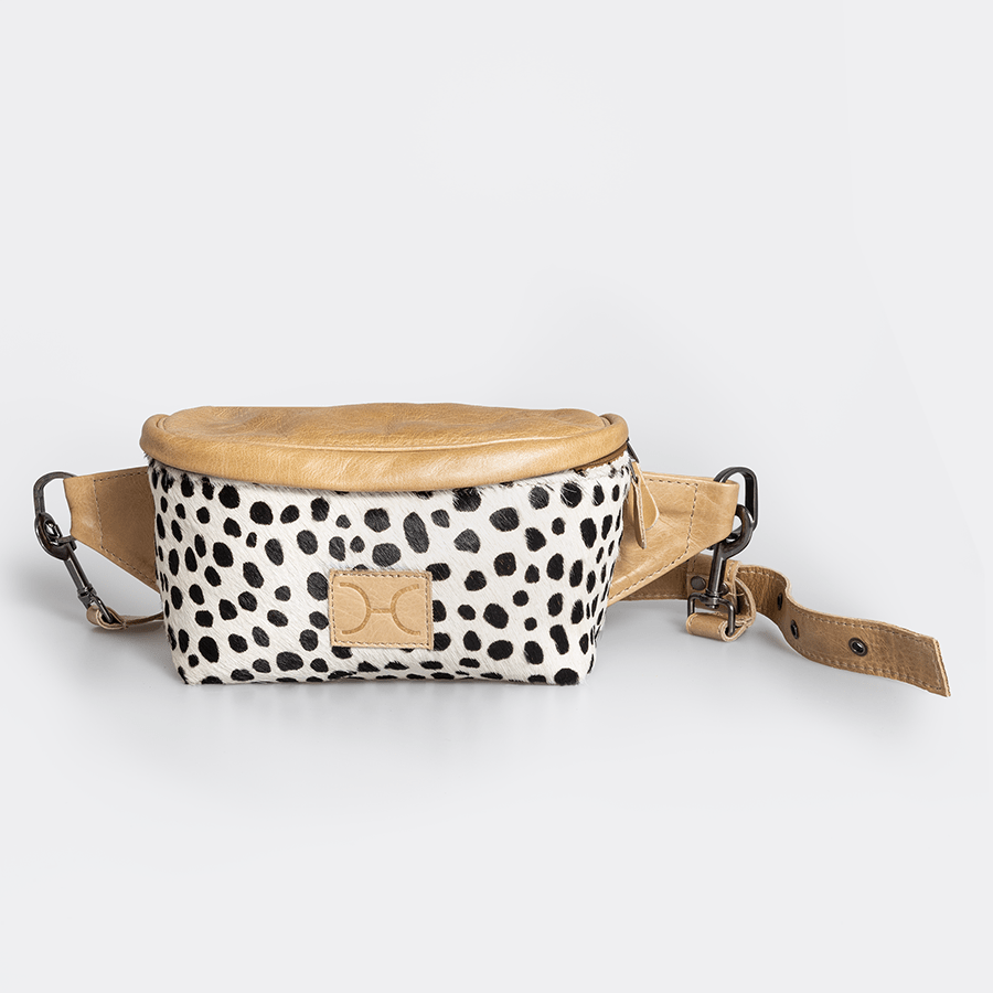 Ari Bumbag | Faux Fur Genuine Leather Hazelnut Leather - Cheetah White Handbag by Thandana