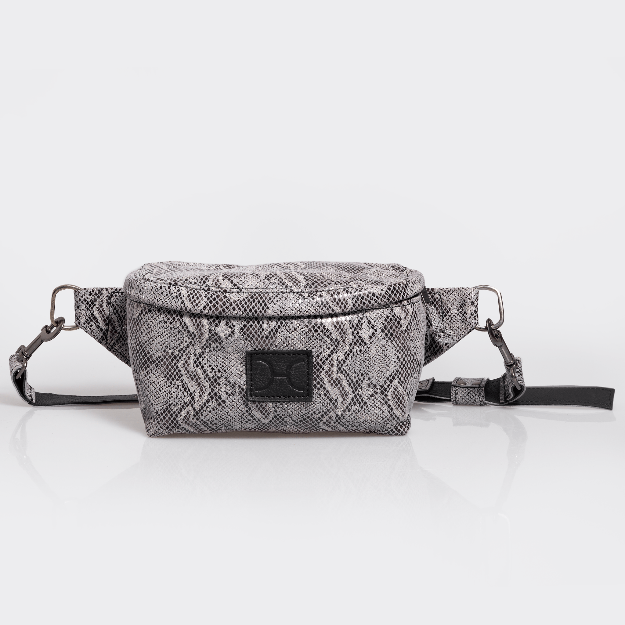 Ari Bumbag | Genuine Leather Grey Faux Snake / Gunmetal (default) Handbag by Thandana