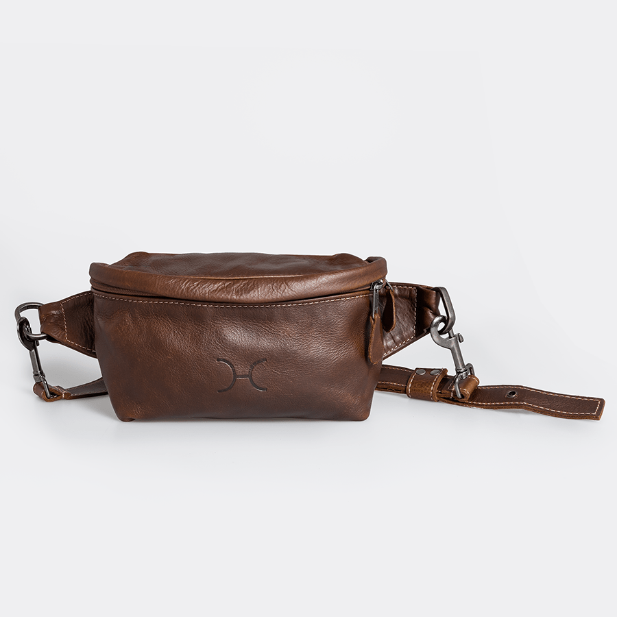 Ari Bumbag | Genuine Leather Tobac / Gunmetal (default) Handbag by Thandana