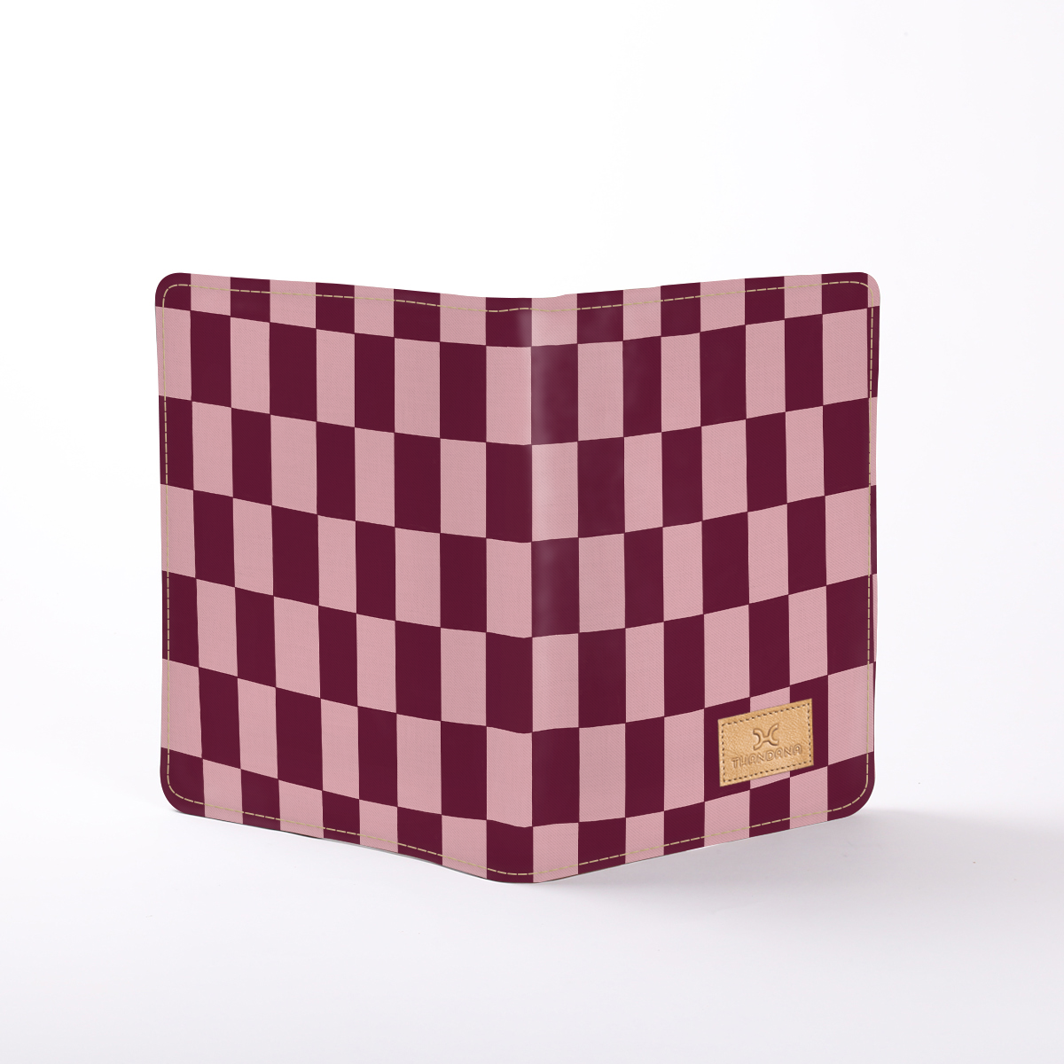 B5 Notebook Hardcover | Laminated Fabric Checkmate - Cherry / Chunky Zip Notebook Cover by Thandana