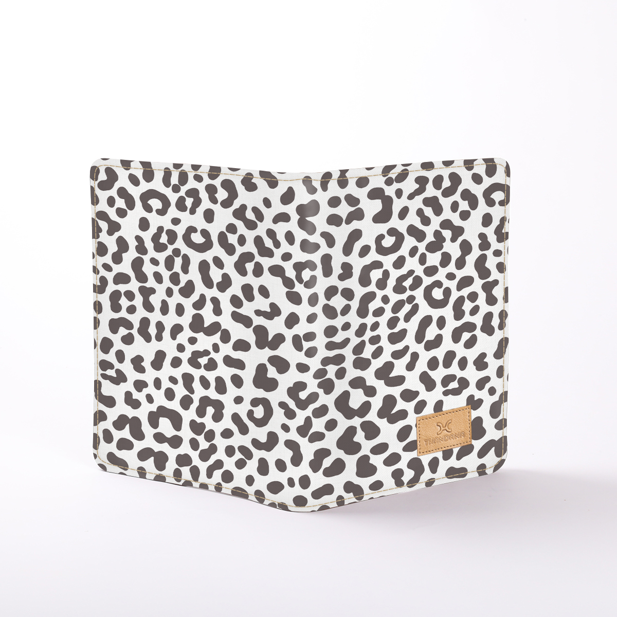 B5 Notebook Hardcover | Laminated Fabric Cheetah - White / Chunky Zip Notebook Cover by Thandana