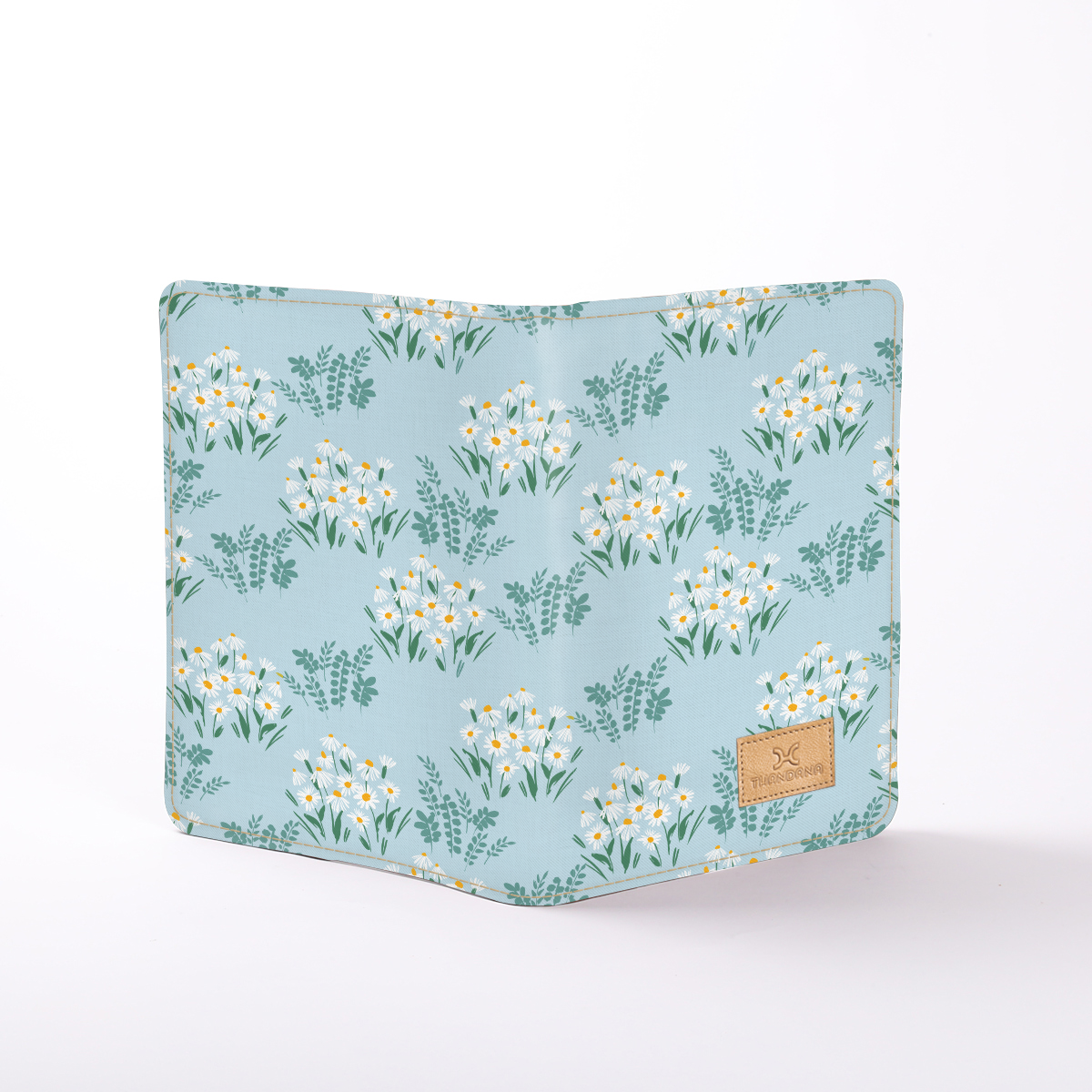 B5 Notebook Hardcover | Laminated Fabric Crazy Daisy - Sage / Chunky Zip Notebook Cover by Thandana