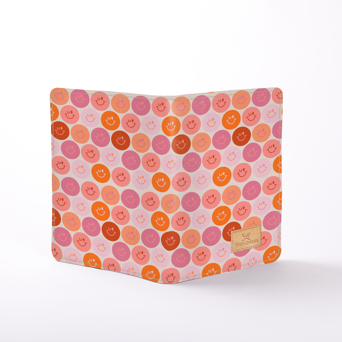 B5 Notebook Hardcover | Laminated Fabric Smiley - Blush / Chunky Zip Notebook Cover by Thandana