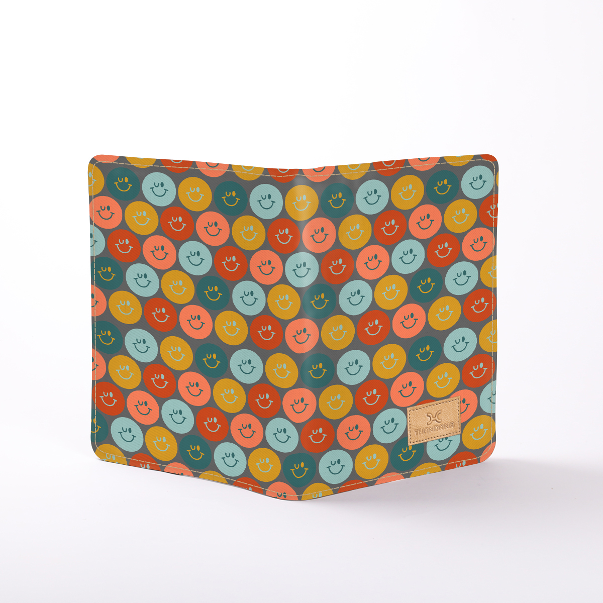 B5 Notebook Hardcover | Laminated Fabric Smiley - Jet / Chunky Zip Notebook Cover by Thandana