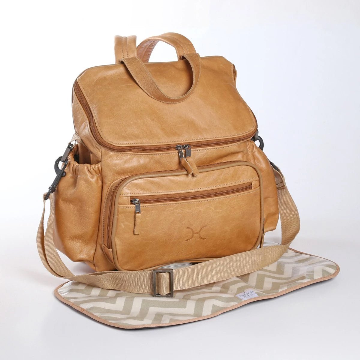 Baby Changing Backpack | Genuine Leather Hazelnut Leather / Gunmetal (default) Nappy Bag by Thandana
