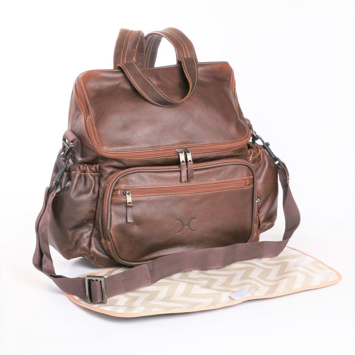 Baby Changing Backpack | Genuine Leather Tobac Leather / Gunmetal (default) Nappy Bag by Thandana