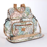 Baby Changing Backpack | Laminated Fabric with Genuine Leather Confetti - All About / Chunky Zip Nappy Backpack Fabric