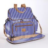 Baby Changing Backpack | Laminated Fabric with Genuine Leather Linear - Jet / Chunky Zip Nappy Backpack Fabric