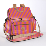 Baby Changing Backpack | Laminated Fabric with Genuine Leather Linear - Preppy / Chunky Zip Nappy Backpack Fabric