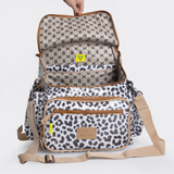 Baby Changing Backpack | Laminated Fabric with Genuine Leather Nappy Backpack Fabric by Thandana