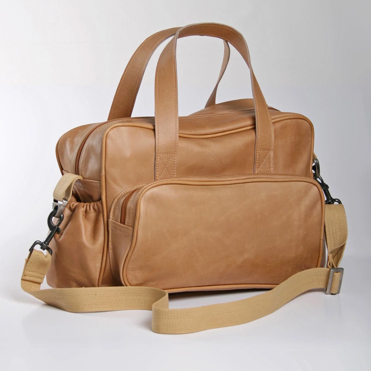 Baby Changing Bag | Genuine Leather Hazelnut Leather Nappy Bag by Thandana