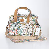 Baby Changing Bag | Laminated Fabric with Genuine Leather Confetti - All About / Chunky Zip Nappy Bag Fabric by Thandana