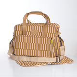 Baby changing bag | laminated fabric with genuine leather - indie - sunset / chunky zip - nappy bag fabric