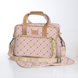 Baby changing bag | laminated fabric with genuine leather - nova - blush / chunky zip - nappy bag fabric