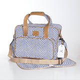 Baby Changing Bag | Laminated Fabric with Genuine Leather Scale Away with me - Dazzling Blue / Chunky Zip Nappy Bag
