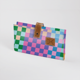 Baby Changing Wallet | Laminated Fabric with Genuine Leather Checker - Preppy Nappy Wallet Fabric by Thandana