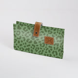 Baby Changing Wallet | Laminated Fabric with Genuine Leather Cheetah - Olive Nappy Wallet Fabric by Thandana