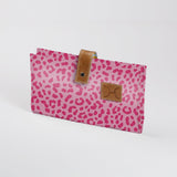Baby Changing Wallet | Laminated Fabric with Genuine Leather Cheetah - Pink Nappy Wallet Fabric by Thandana