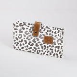 Baby Changing Wallet | Laminated Fabric with Genuine Leather Cheetah - White Nappy Wallet Fabric by Thandana