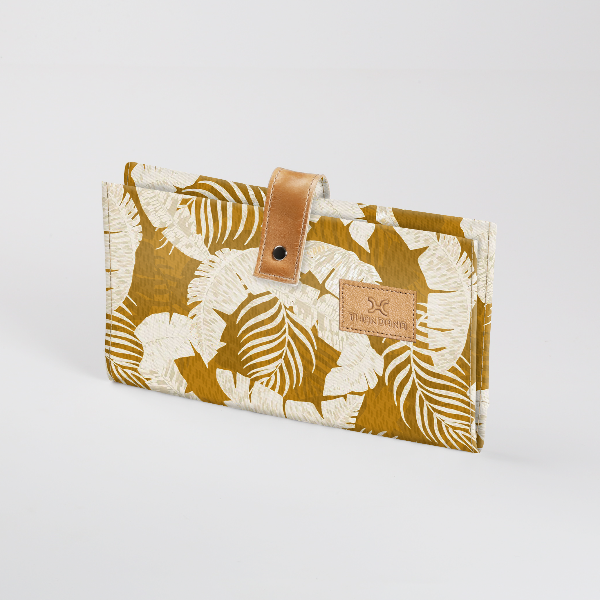 Baby Changing Wallet | Laminated Fabric with Genuine Leather Fauna - Earth Nappy Wallet Fabric by Thandana