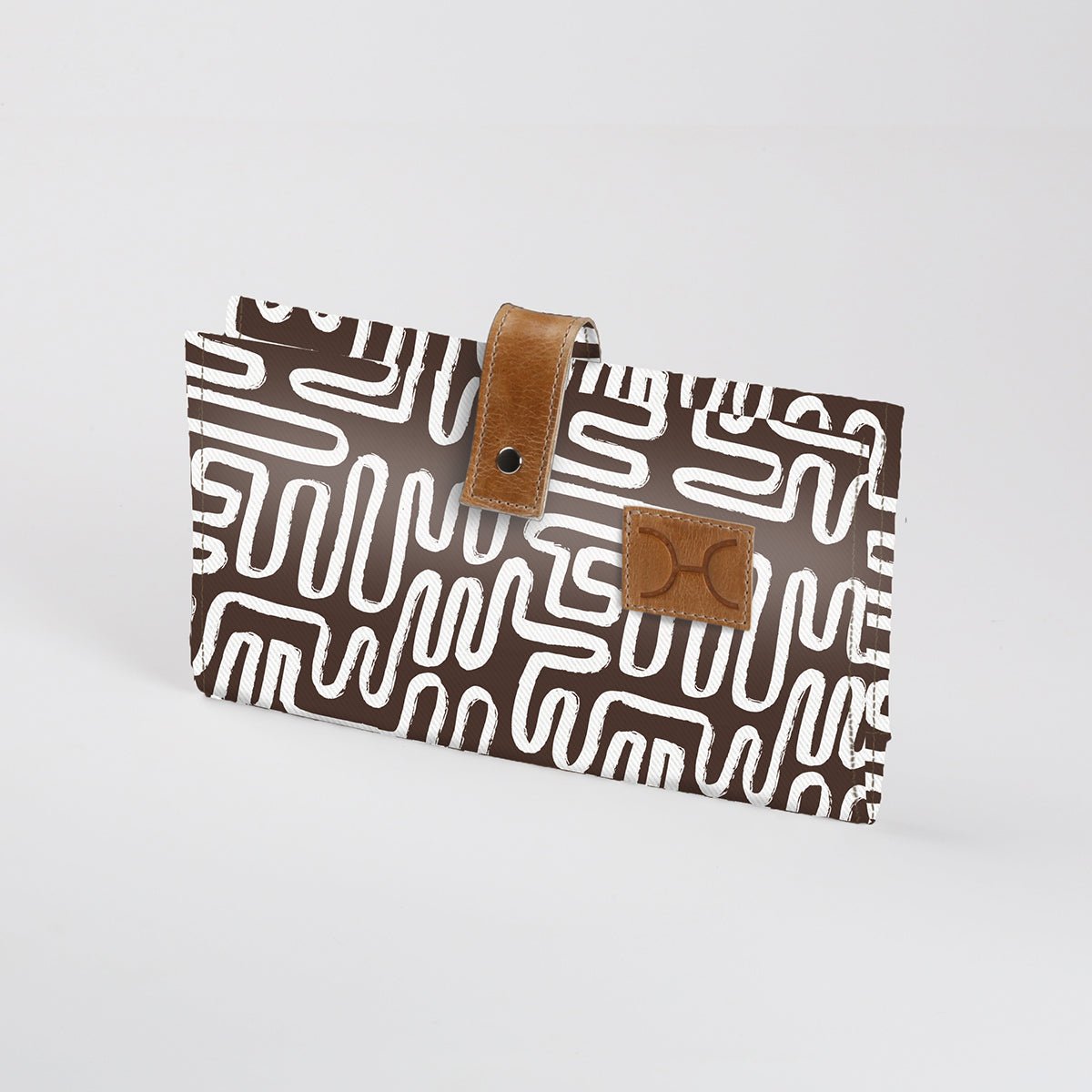 Baby Changing Wallet | Laminated Fabric with Genuine Leather Geo - Black Nappy Wallet Fabric by Thandana