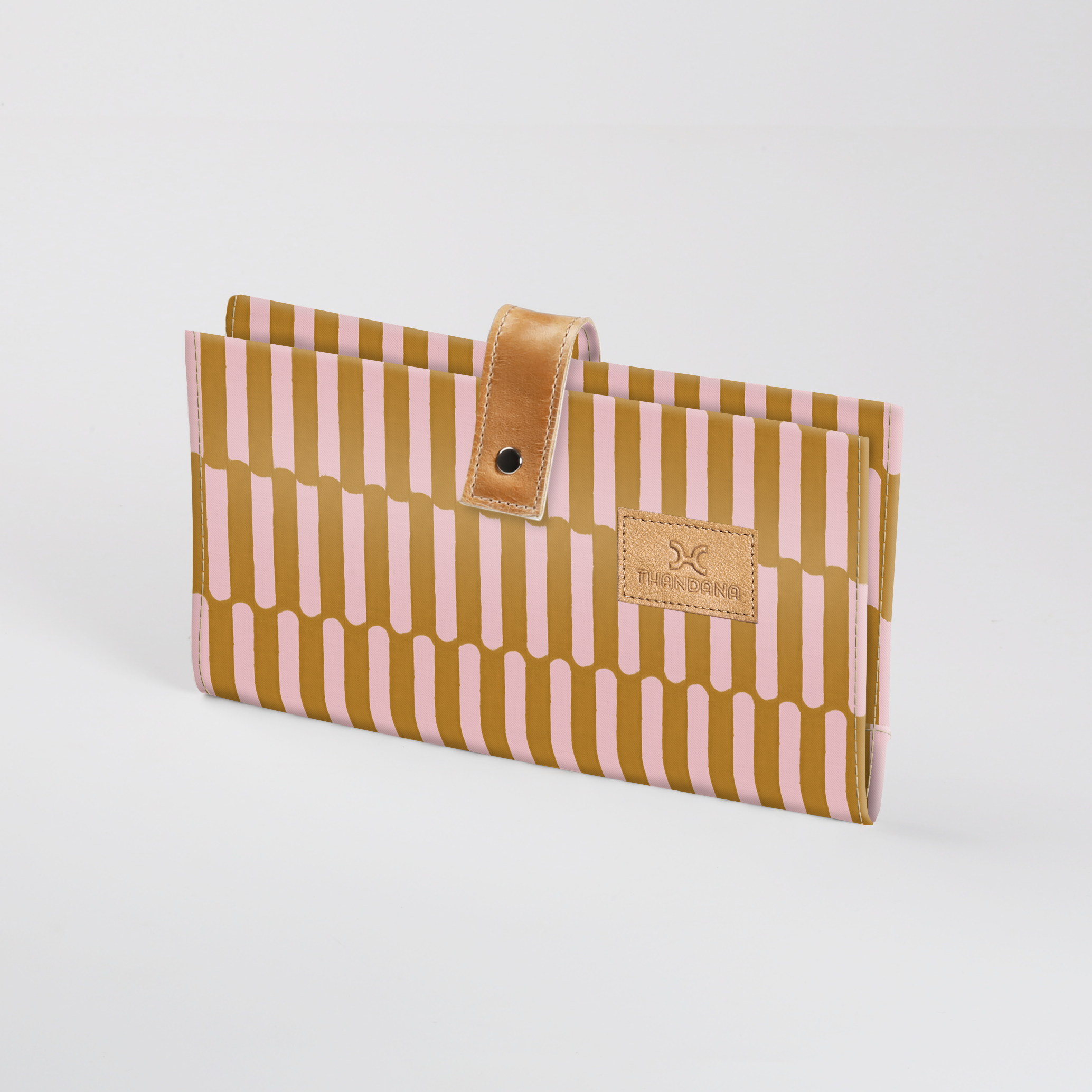 Baby Changing Wallet | Laminated Fabric with Genuine Leather Indie - Sunset Nappy Wallet Fabric by Thandana