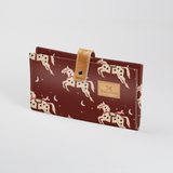 Baby Changing Wallet | Laminated Fabric with Genuine Leather Midnight Pony - Cherry Nappy Wallet Fabric by Thandana