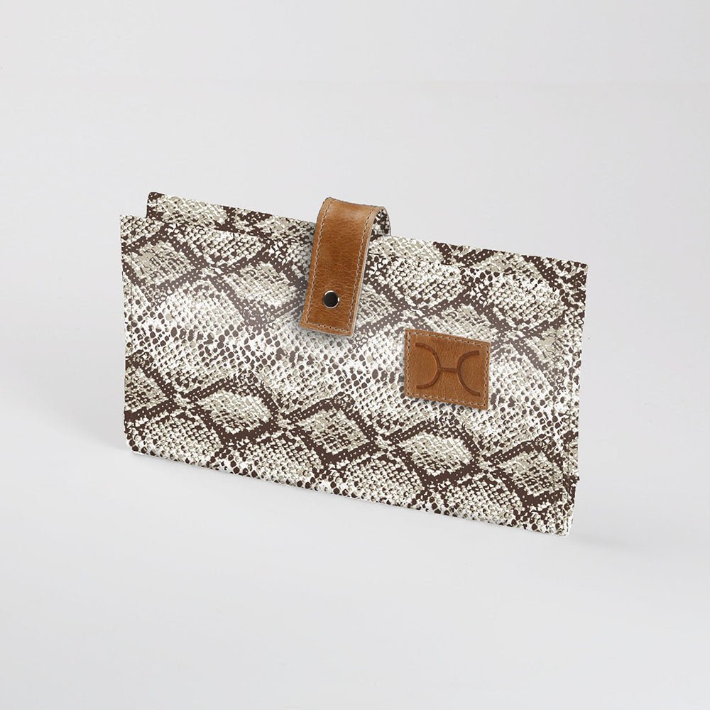 Baby Changing Wallet | Laminated Fabric with Genuine Leather Python - Moody Nappy Wallet Fabric by Thandana