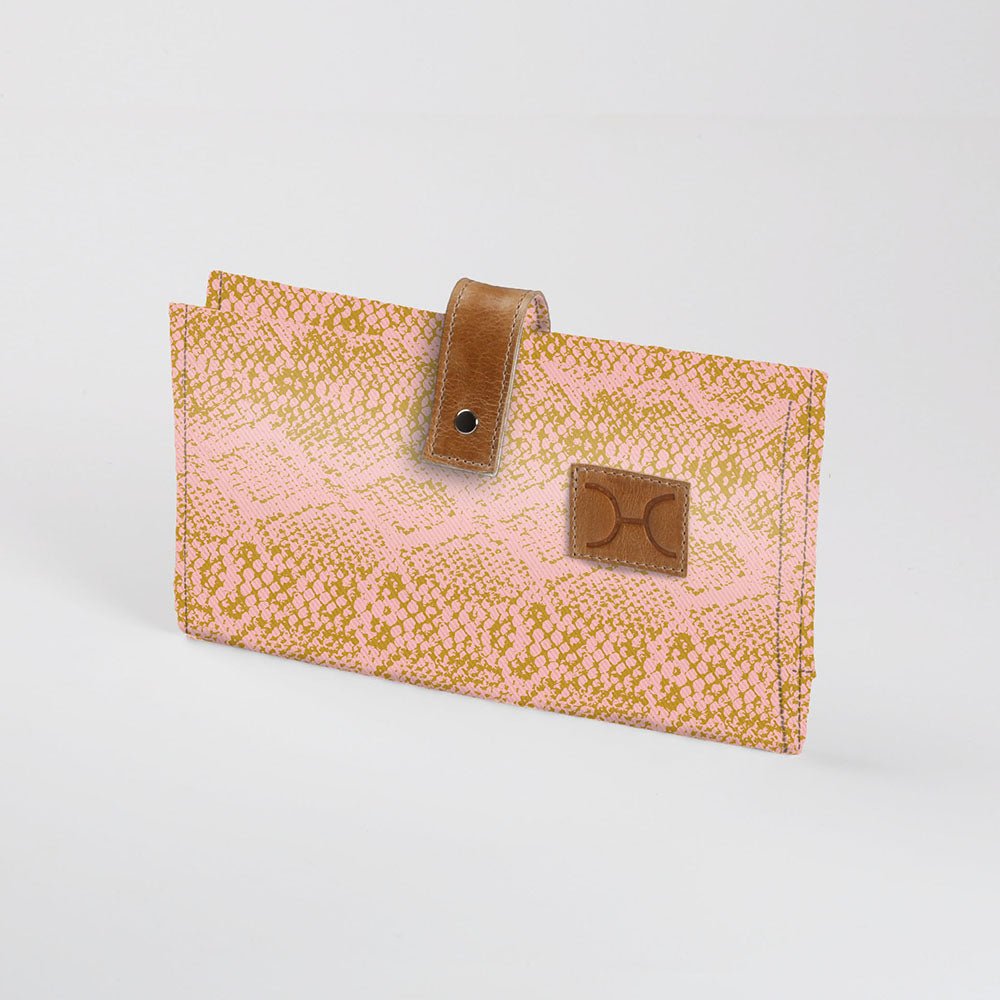 Baby Changing Wallet | Laminated Fabric with Genuine Leather Python - Bloom Nappy Wallet Fabric by Thandana