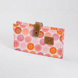Baby Changing Wallet | Laminated Fabric with Genuine Leather Smiley - Blush Nappy Wallet Fabric by Thandana
