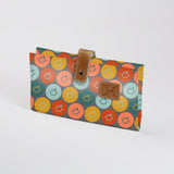Baby Changing Wallet | Laminated Fabric with Genuine Leather Smiley - Jet Nappy Wallet Fabric by Thandana