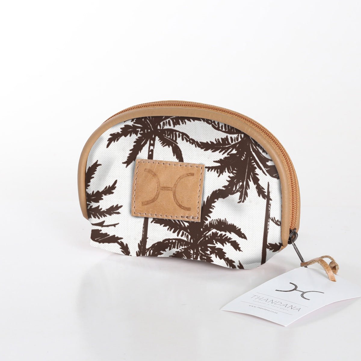 Baby Dummy Bag | Laminated Fabric with Genuine Leather Palm - Neutral / Chunky Zip Make Up Fabric Bag by Thandana