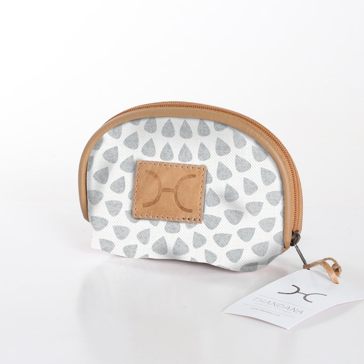 Baby Dummy Bag | Laminated Fabric with Genuine Leather Scale Away with me - Moonstruck / Chunky Zip Make Up Fabric Bag